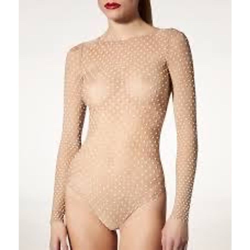 Wolford Dots string bodysuit in nude sz S